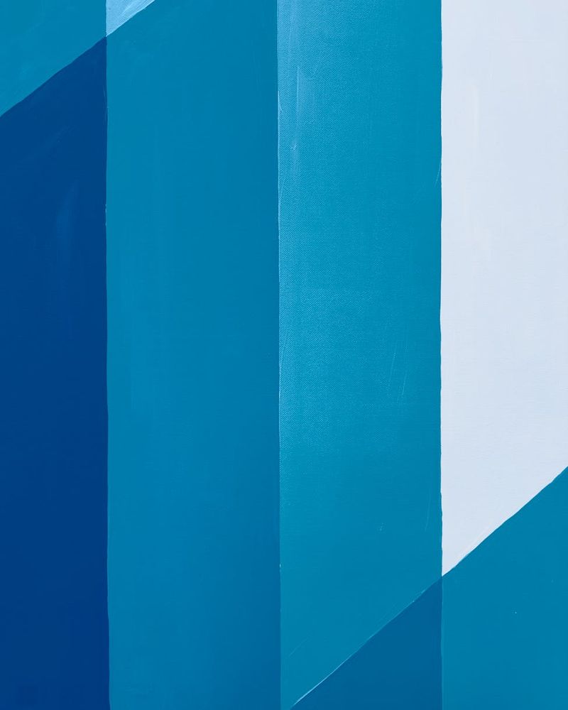 Abstract deep blue geometric shapes representing digital harmony and peace